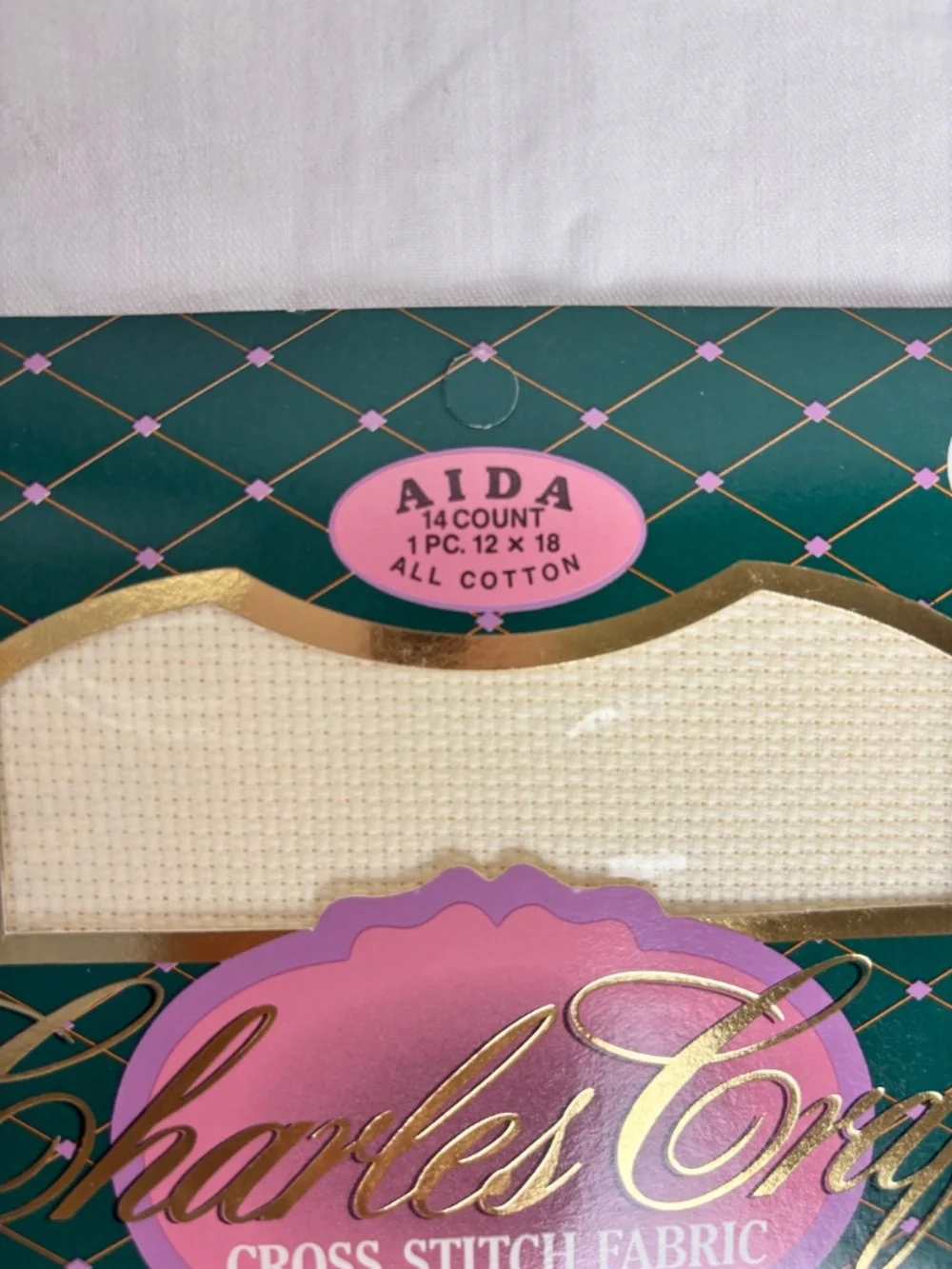 Vintage NIP Charles Craft 14 Count Aida Cross Stitch Fabric Ivory/Set of 3